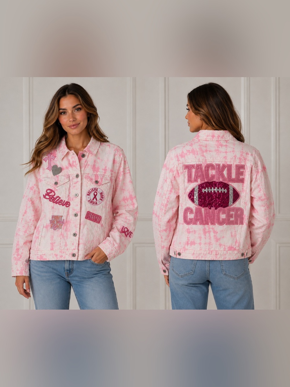 Pink Denim Jacket, Breast Cancer Awareness